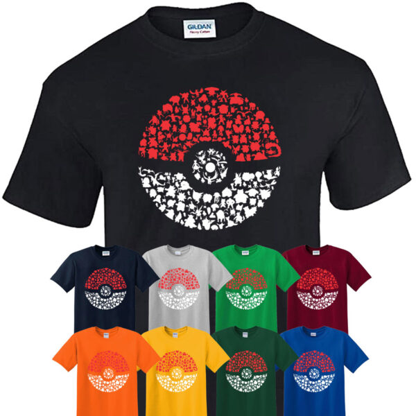 Catch Em All Pokemon T-Shirt Adults & Kids Pokemon T Shirt Top Gift Idea