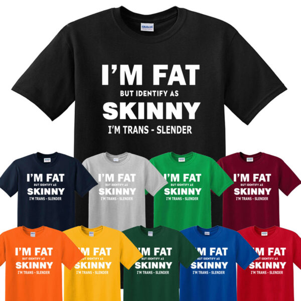 I’M FAT BUT SKINNY Funny Mens T Shirt Sarcastic Slogan Joke Novelty Black Tee
